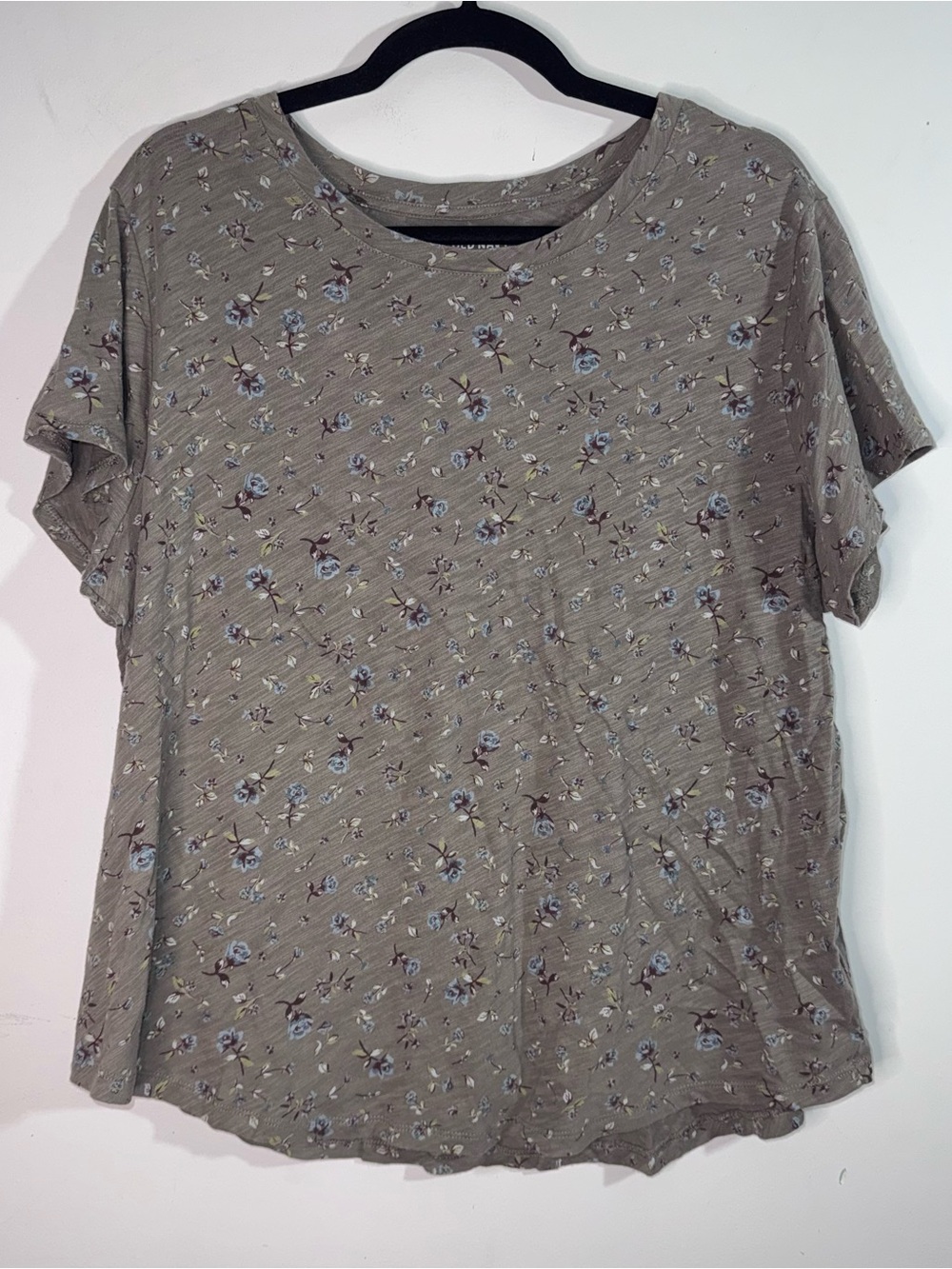 Old Navy Womens XL Gray Floral EveryWear Crew Neck Short Sleeve T Shirt